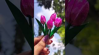 Diy tulip flower from pista shell 🌷shorts youtubeshorts diy tulip flowers viralvideo trending [upl. by Revert167]