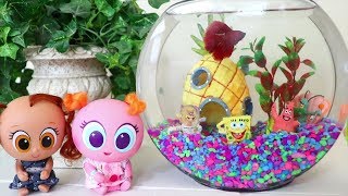 My Toy Babies and Toddlers Get a Real Fish  Toys and Dolls Fun for Kids  Sniffycat [upl. by Xever]