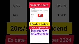 Vedanta share dividend payment date letast News 2024 dividend [upl. by Wrench]