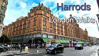 London Walks Harrods 23 Aug 2024  Exclusive shopping street Guess Harvey Nichols Knightsbridge [upl. by Biel]