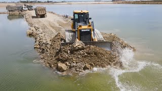 The Incredible Land Reclamation Processing Bulldozer Pushing Rock Dump Truck Rock [upl. by Yaj]