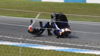 Kawasaki ZZR 1400 ZX14 Crash at Donington Park Race Track [upl. by Ennaira]