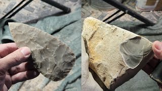 1908  Rock to Point Raw Chert Thick Tab flintknapping [upl. by Endys]