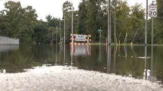 Major flood stage continues in Lumberton following Tropical Storm Debby [upl. by Yerbua]