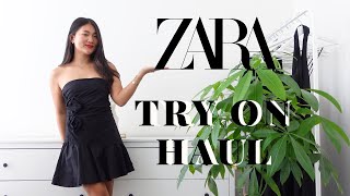 ZARA BLACK DRESS TRY ON HAUL SIZE S PETITE [upl. by Nohtanhoj394]