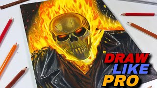 How to Draw Ghost Rider Step by Step  How to Draw Like a Pro for Beginners [upl. by Ycrad]