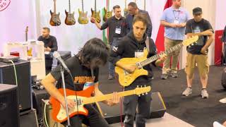 Matteo Mancuso amp Tomo Fujita LIVE JAM at NAMM 2024 NAMMShow namm2024 guitarsolo [upl. by Oinotla]