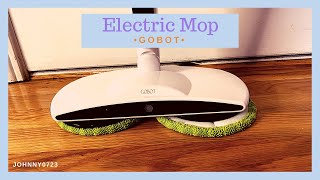 Gobot Power Mop Scrubber velcro quick attachment rechargeable good for tiles hardwood glass [upl. by Gautious700]