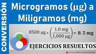 Conversión de Microgramos µg a Miligramos mg  µg a mg [upl. by Esital]