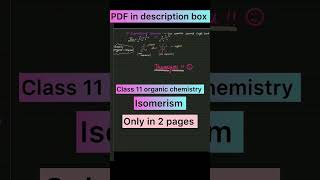 Class 11 Isomerism Organic Chemistry notes NEETJEERevision Reaction Mechanism [upl. by Ardnikat]