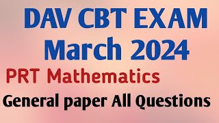 DAV staff Recruitment CBT 2024 PRT Maths Exam Analysis CBT [upl. by Ateekan]