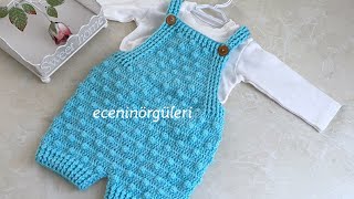 Crochet baby Rompers Tığ işi Bebek Tulumu  1 Yaş için Salopet Tulum [upl. by Lorelei]