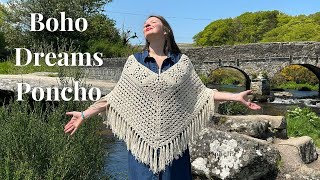 BOHO PONCHO CROCHET TUTORIAL  Boho Dreams Poncho  Ophelia Talks Crochet Tutorial [upl. by Syd]