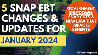 Jan 2024 Food Stamps Update Government Shutdown SNAP Delays amp New Law Qualifies MORE for Benefits [upl. by Tnirb478]