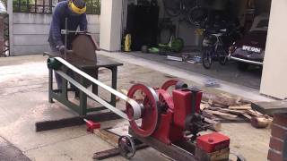 AMANCO STATIONARY ENGINE at work with Saw Bench [upl. by Pironi]