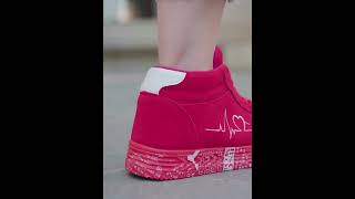 Casual Breathable MidTop Fashion Sneakers for Women with Heart Pattern LaceUp Closure [upl. by Eladroc]