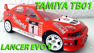 TAMIYA TB01  RALLY LEGEND MITSUBISHI LANCER EVO V [upl. by Gabby976]