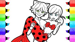 Miraculous Ladybug Coloring Pages Mermaid  How to Draw and Color Ladybug Sereia Mermaid Cat Noir [upl. by Shanney]