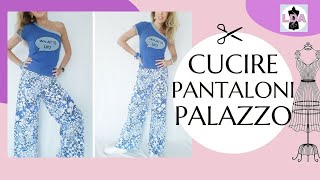 Cucire Pantaloni Palazzo in 10 senza cartamodello [upl. by Nylasej90]