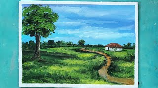 Acrylic paintingeasy landscape painting for beginnersSoumyaartk3d [upl. by Nawram277]