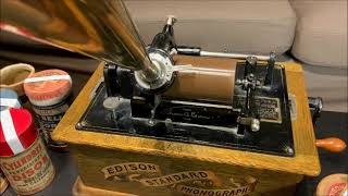 An Early Edison Wax Cylinder Phonograph Home Recording [upl. by Oicnerolf46]