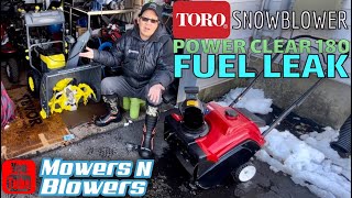 TORO POWER CLEAR 180 SINGLE STAGE 4CYCLE SNOWBLOWER GAS LEAK REPAIR amp TROUBLESHOOTING FOR NEIGHBOR [upl. by Hallagan277]