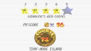 SuperMario64Nivel 13 Tiny Huge Island5 Wigglers red coins [upl. by Tresa]