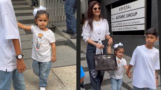 Shilpa shetty with Daughter Samisha amp Son Viaan Raj Kundra Clicked at Restaurant in Bandra [upl. by Rondi115]