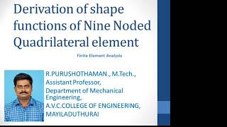 Anna UniversityFEA 9 Noded Quadrilateral ElementShape Function [upl. by Adev]