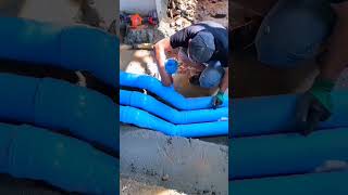 Outdoor pvc 4quot drain line connection🛠️ professionalplumbing plumbingpvcdrainagepipe [upl. by Inus]