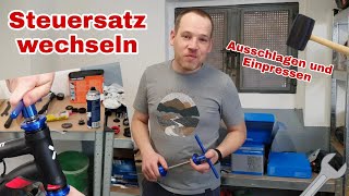 Steuersatz Lenkkopflager Montieren einpressen Headset Lagerschalen Montage  Demontage Fahrrad DIY [upl. by Pierce356]