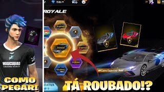 PEGUEI TUDO TESTANDO O NOVO TOKEN ROYALE LAMBORGHINI E PEGANDO TODAS AS SKINS ESTÁ ROUBADO FF [upl. by Larena310]