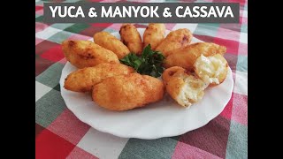 BOLITAS DE YUCA RELLENO DE QUESO  PEYNİRLİ MANYOK KÖFTESİ [upl. by Goeselt670]