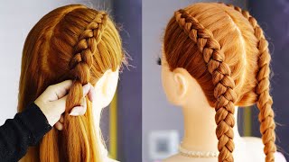 Cute Two Braids Hairstyle For School [upl. by Erdnua]