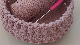 LEFT HANDHow to Crochet a Basket  Easy Crochet Basket Tutorial [upl. by Nymzaj196]