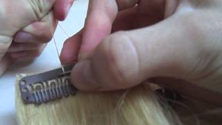 how to sew clips on hair extensions [upl. by Einnaej]