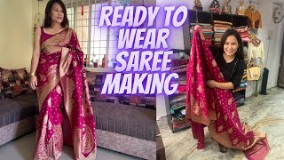 Saree stitching with plates complete processBelt wali saree kaise banaen Maina Thapa [upl. by Llenoil]