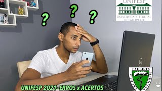 MEDICINA UNIFESP 2021 ERROS x ACERTOS [upl. by Jerold]