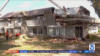 Hailstorms gusty winds cause desctruction across Southern California [upl. by Hyams978]