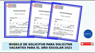 MODELO DE SOLICITUD PARA VACANTES 2023 [upl. by Kurland475]