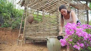 Carpenters daughter Yumi making earthen stove and bamboo gate [upl. by Gnehc]