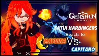 Genshin impact reacts to Mavuika Vs Capitano ‖Fatui Harbingers reaction ‖ Natlan 50 Cut screen ☆ [upl. by Noyar620]