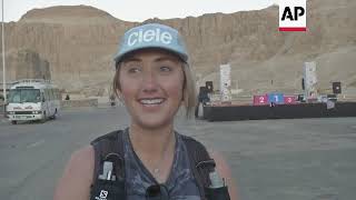 Runners zip past ancient temples in Egypt race [upl. by Ydnelg]