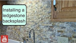 Installing a ledgestone backsplash [upl. by Eilsel]