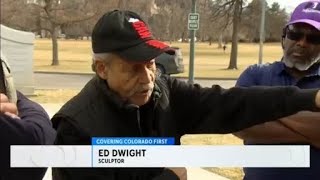 Celebrated artist Edward Dwight surveys damage to the MLK Monument in Denver [upl. by Aistek]