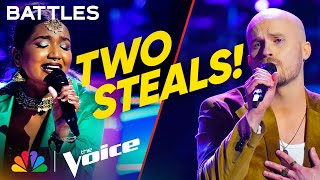 EJ Michels vs Tasha Jessen on quotThe Tracks of My Tearsquot  The Voice Battles  NBC [upl. by Assilram]