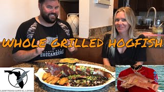 Whole Grilled Hogfish Recipe  My First ever Hogfish Catch [upl. by Ennyleuqcaj]