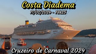 Costa Diadema saindo de Santos 11022024  Cruzeiro de Carnaval 2024 [upl. by Erving851]