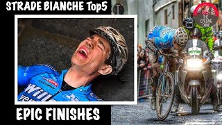 Top 5 Strade Bianche  EPIC FINISHES [upl. by Reisch41]