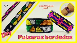 Cómo hacer pulseras bordadas tejidas con hilos Diy Bracelets 💕 ❤️ [upl. by Cornelia]